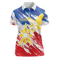 Personalized Filipino Sun and Stars Women Polo Shirt Grunge Vibes