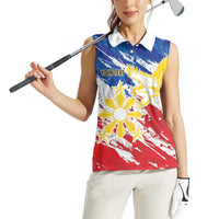 Personalized Filipino Sun and Stars Women Sleeveless Polo Shirt Grunge Vibes