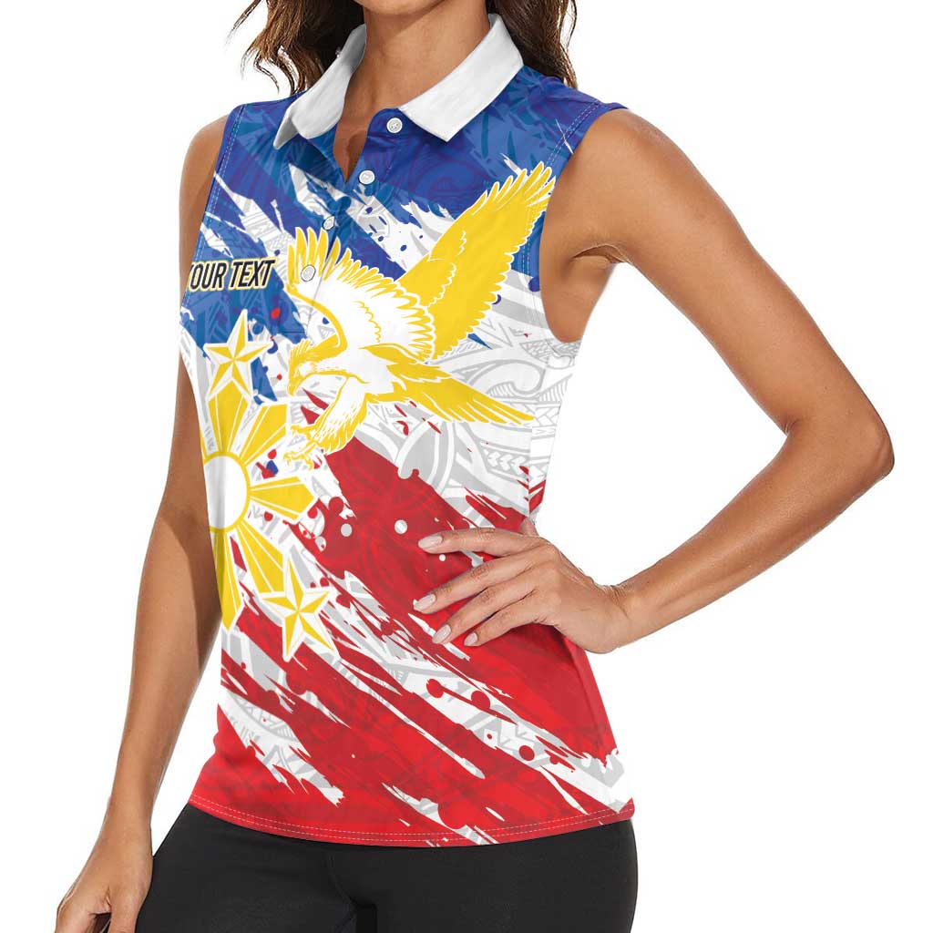 Personalized Filipino Sun and Stars Women Sleeveless Polo Shirt Grunge Vibes