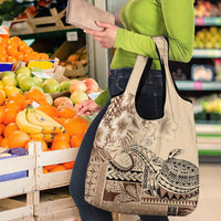 Vaiaso o le Gagana Samoa Grocery Bag Siapo Motif Beige