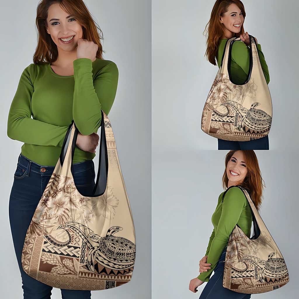 Vaiaso o le Gagana Samoa Grocery Bag Siapo Motif Beige