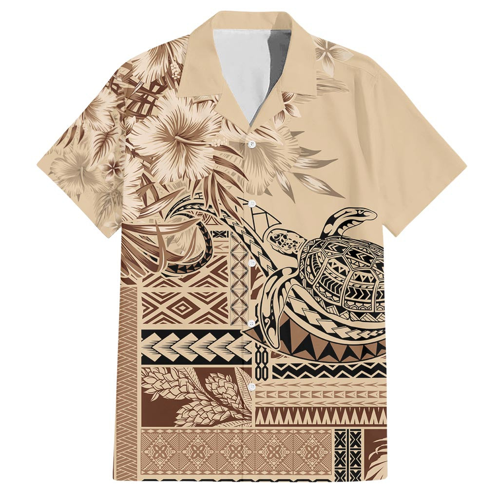 Vaiaso o le Gagana Samoa Hawaiian Shirt Siapo Motif Beige