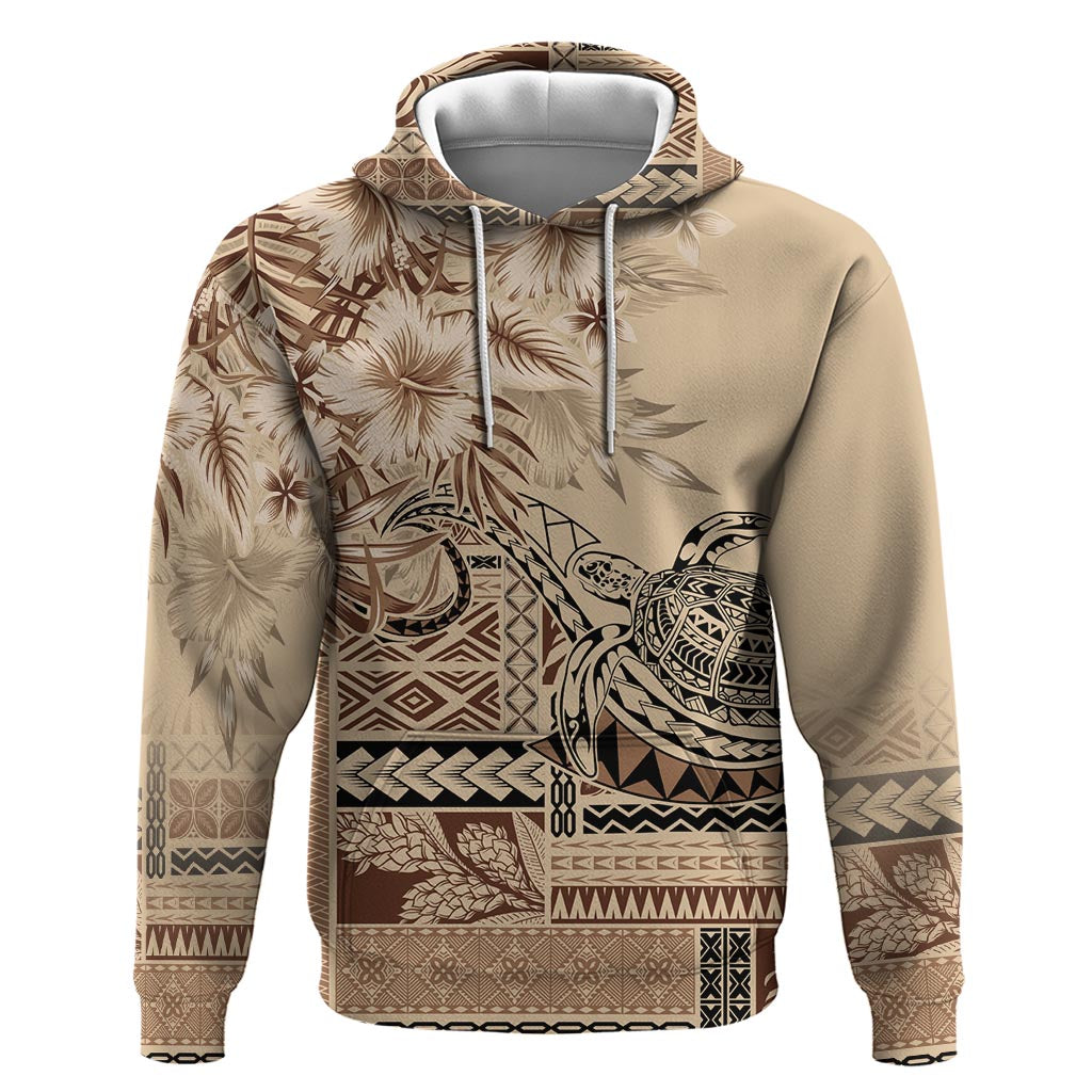 Vaiaso o le Gagana Samoa Hoodie Siapo Motif Beige