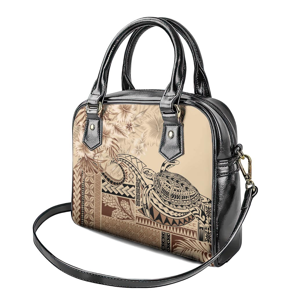 Vaiaso o le Gagana Samoa Shoulder Handbag Siapo Motif Beige