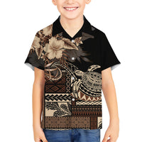 Vaiaso o le Gagana Samoa Kid Hawaiian Shirt Siapo Motif Black