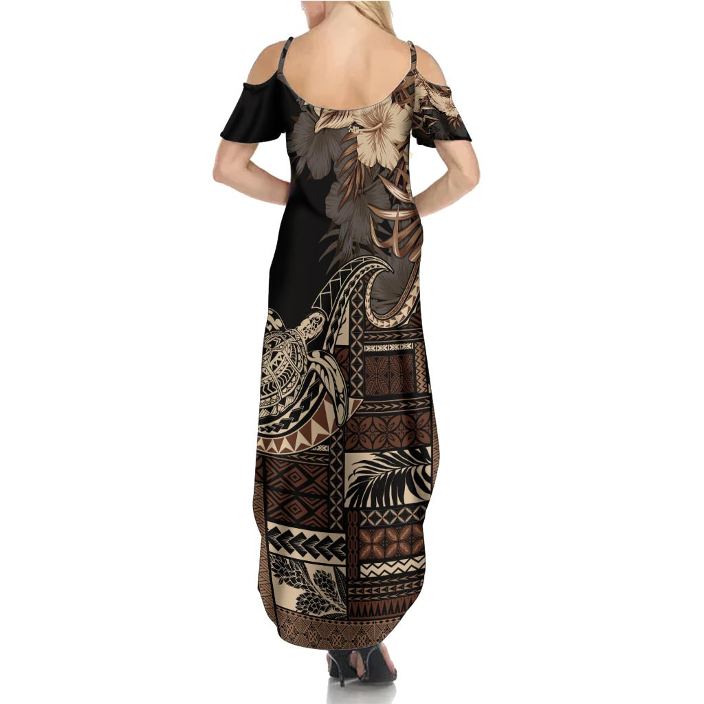 Vaiaso o le Gagana Samoa Summer Maxi Dress Siapo Motif Black LT7 - Polynesian Pride
