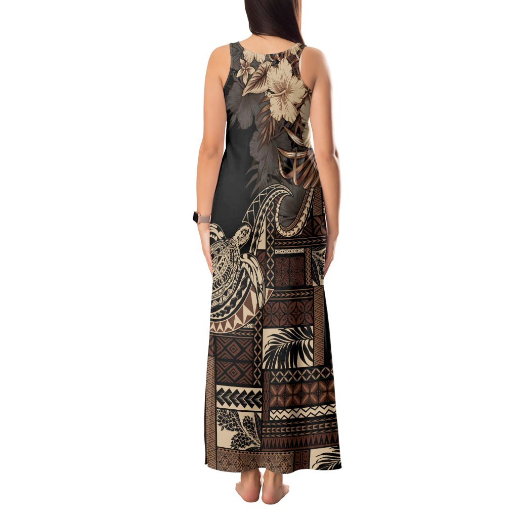 Vaiaso o le Gagana Samoa Tank Maxi Dress Siapo Motif Black