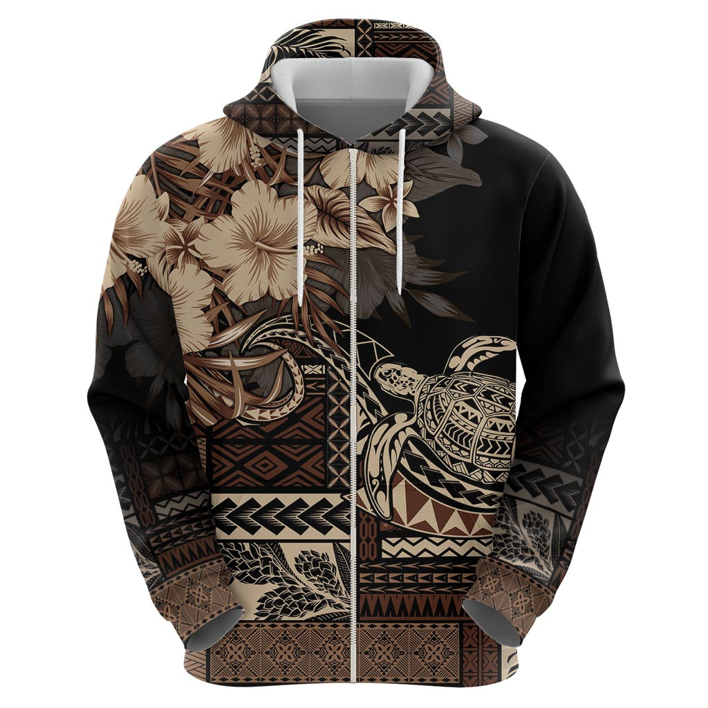 Vaiaso o le Gagana Samoa Zip Hoodie Siapo Motif Black LT7 - Polynesian Pride