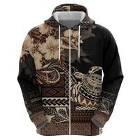Vaiaso o le Gagana Samoa Zip Hoodie Siapo Motif Black LT7 - Polynesian Pride
