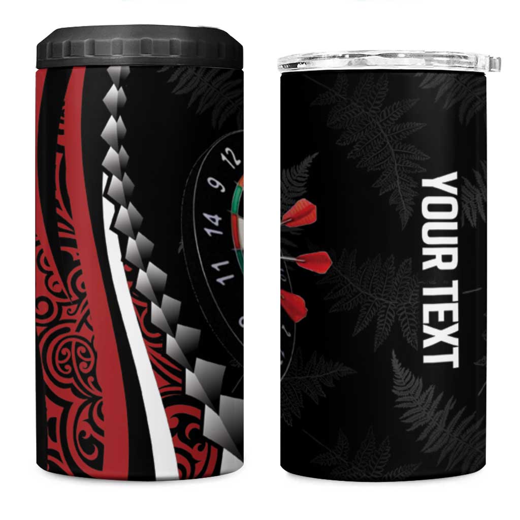 Personalized New Zealand Darts 4 in 1 Can Cooler Tumbler Kowhaiwhai Whero Koiri - Manaia