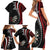 Personalized New Zealand Darts Family Matching Short Sleeve Bodycon Dress and Hawaiian Shirt Kowhaiwhai Whero Koiri - Manaia