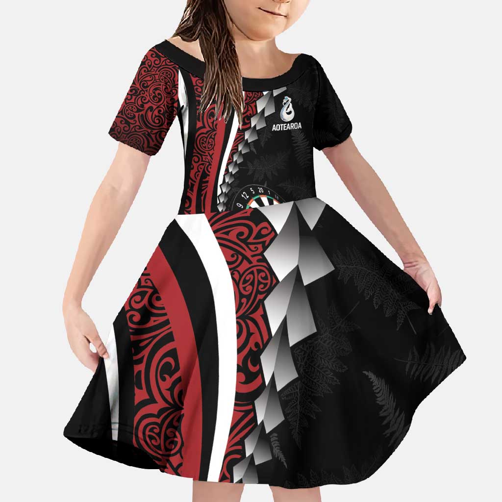 Personalized New Zealand Darts Family Matching Summer Maxi Dress and Hawaiian Shirt Kowhaiwhai Whero Koiri - Manaia