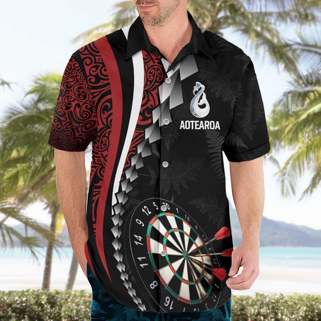 Personalized New Zealand Darts Hawaiian Shirt Kowhaiwhai Whero Koiri - Manaia