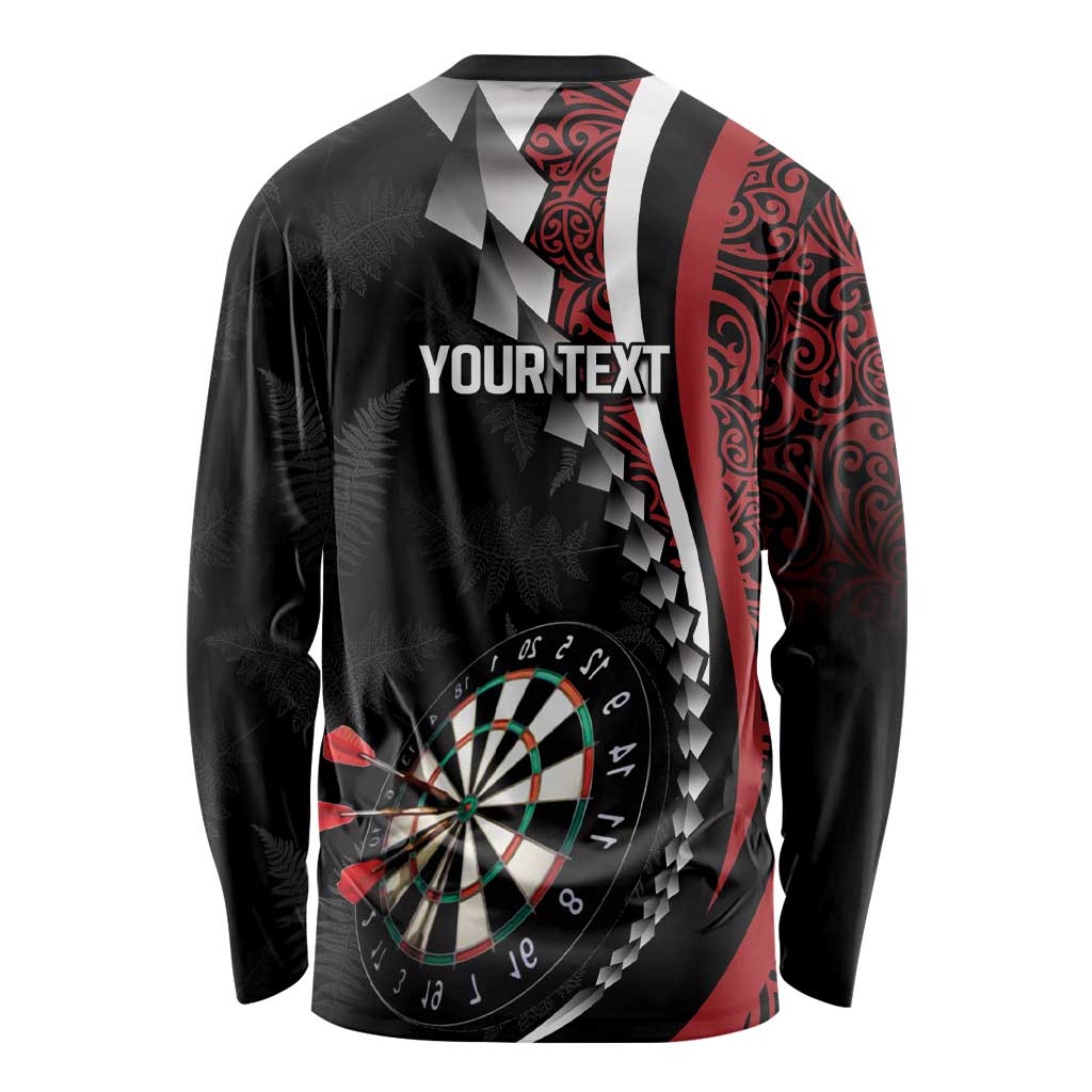Personalized New Zealand Darts Long Sleeve Shirt Kowhaiwhai Whero Koiri - Manaia LT7 - Polynesian Pride
