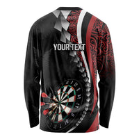 Personalized New Zealand Darts Long Sleeve Shirt Kowhaiwhai Whero Koiri - Manaia LT7 - Polynesian Pride