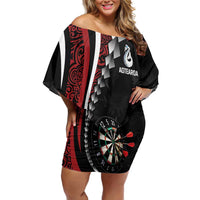 Personalized New Zealand Darts Off Shoulder Short Dress Kowhaiwhai Whero Koiri - Manaia