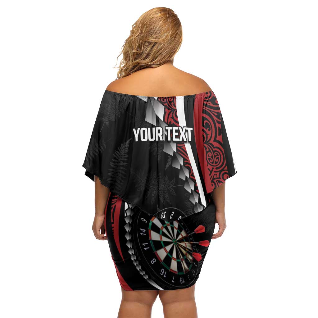 Personalized New Zealand Darts Off Shoulder Short Dress Kowhaiwhai Whero Koiri - Manaia