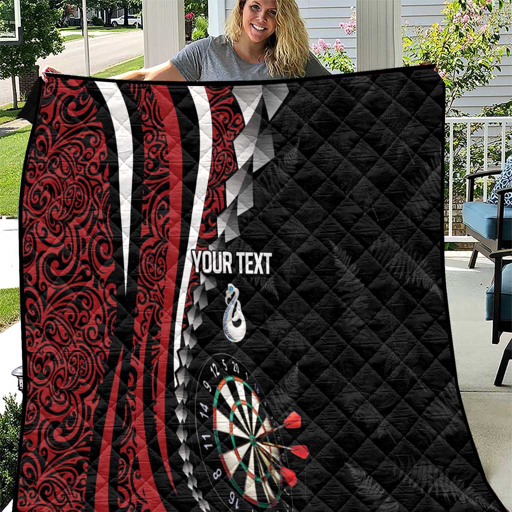 Personalized New Zealand Darts Quilt Kowhaiwhai Whero Koiri - Manaia