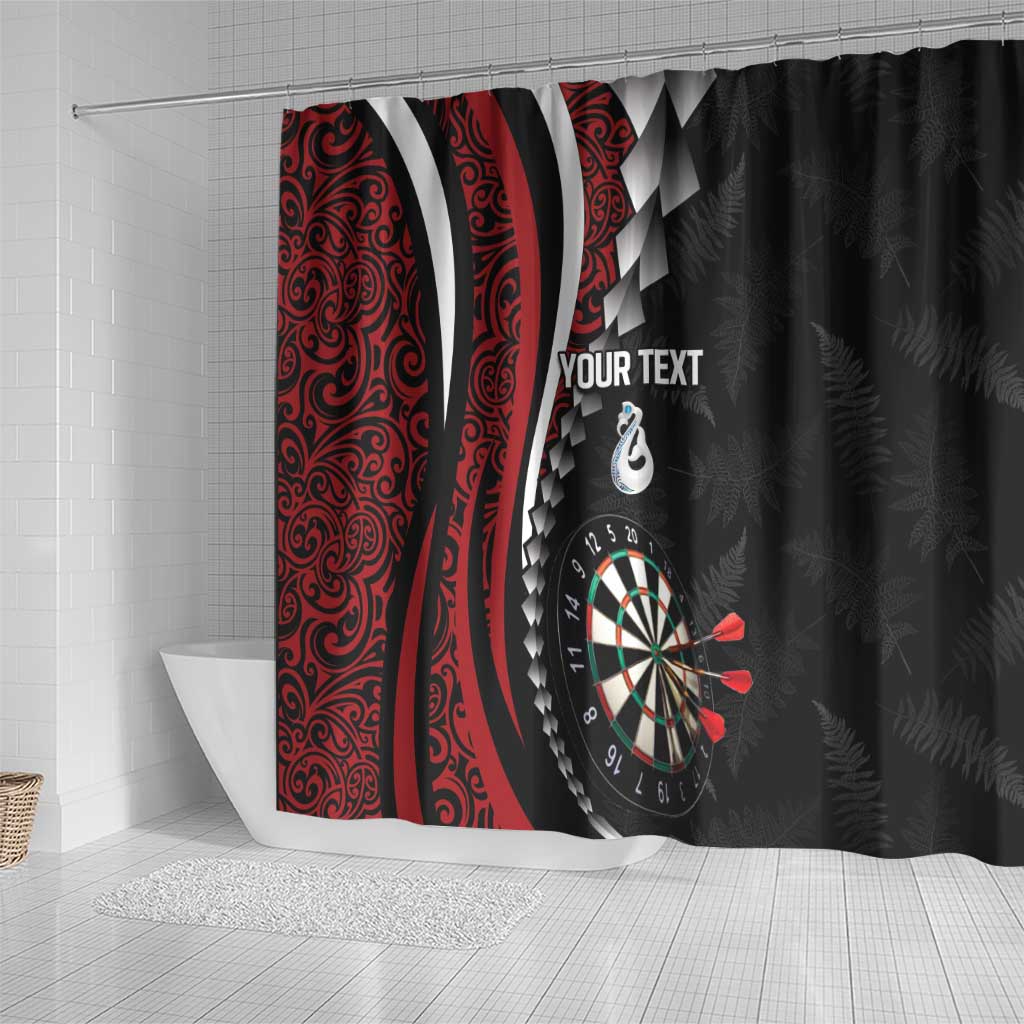 Personalized New Zealand Darts Shower Curtain Kowhaiwhai Whero Koiri - Manaia