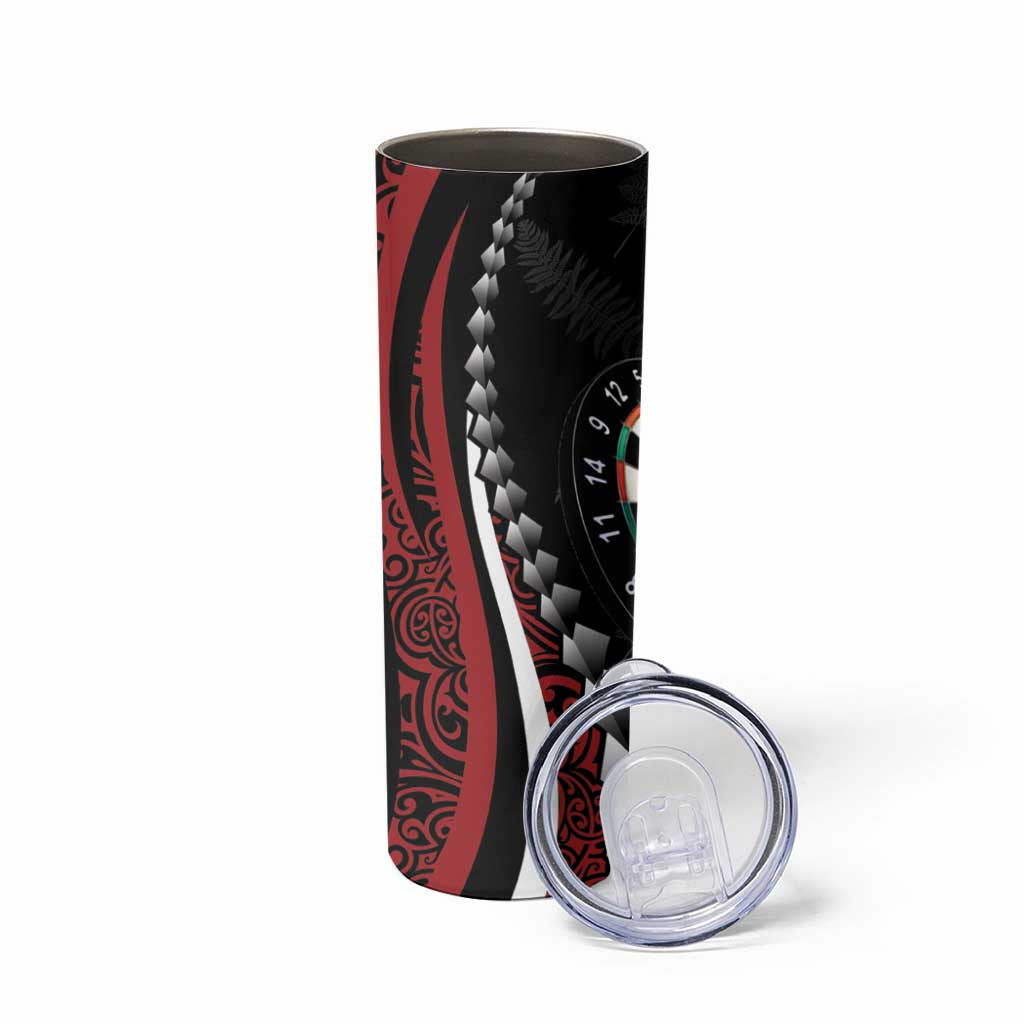 Personalized New Zealand Darts Skinny Tumbler Kowhaiwhai Whero Koiri - Manaia LT7 - Polynesian Pride