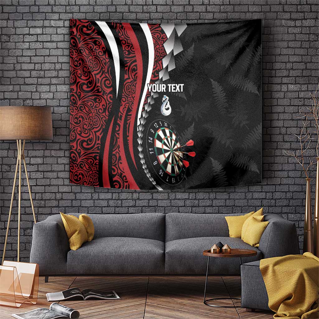 Personalized New Zealand Darts Tapestry Kowhaiwhai Whero Koiri - Manaia