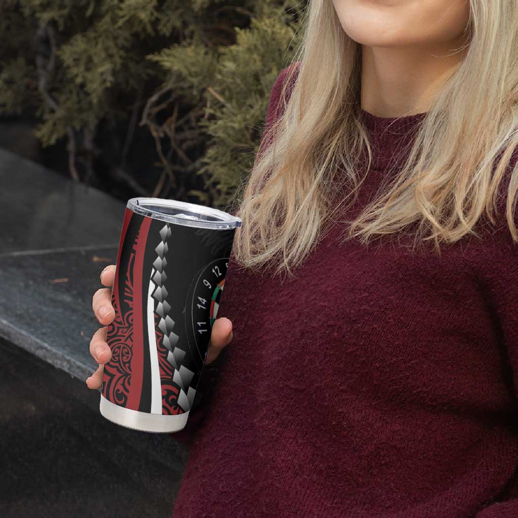 Personalized New Zealand Darts Tumbler Cup Kowhaiwhai Whero Koiri - Manaia