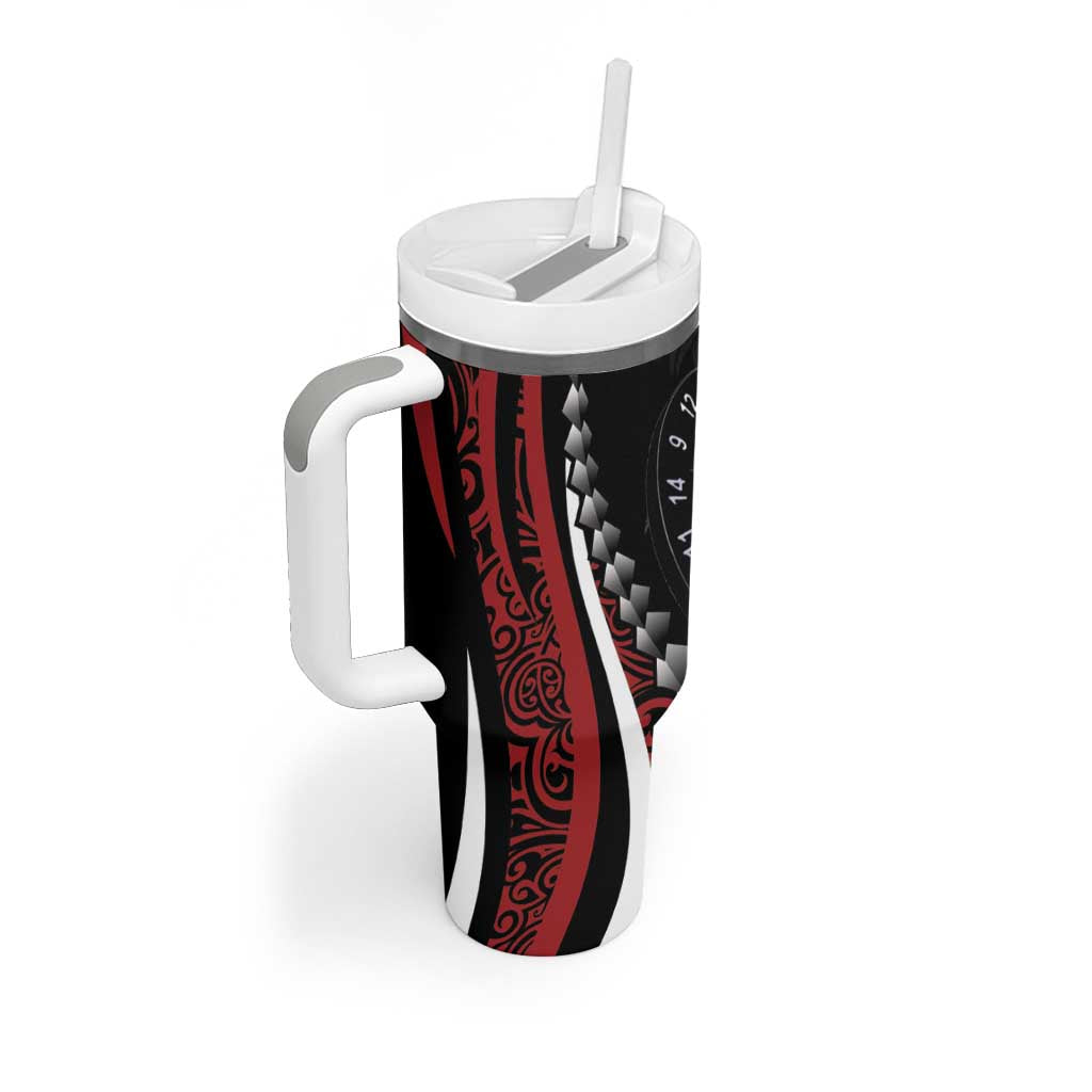 Personalized New Zealand Darts Tumbler With Handle Kowhaiwhai Whero Koiri - Manaia