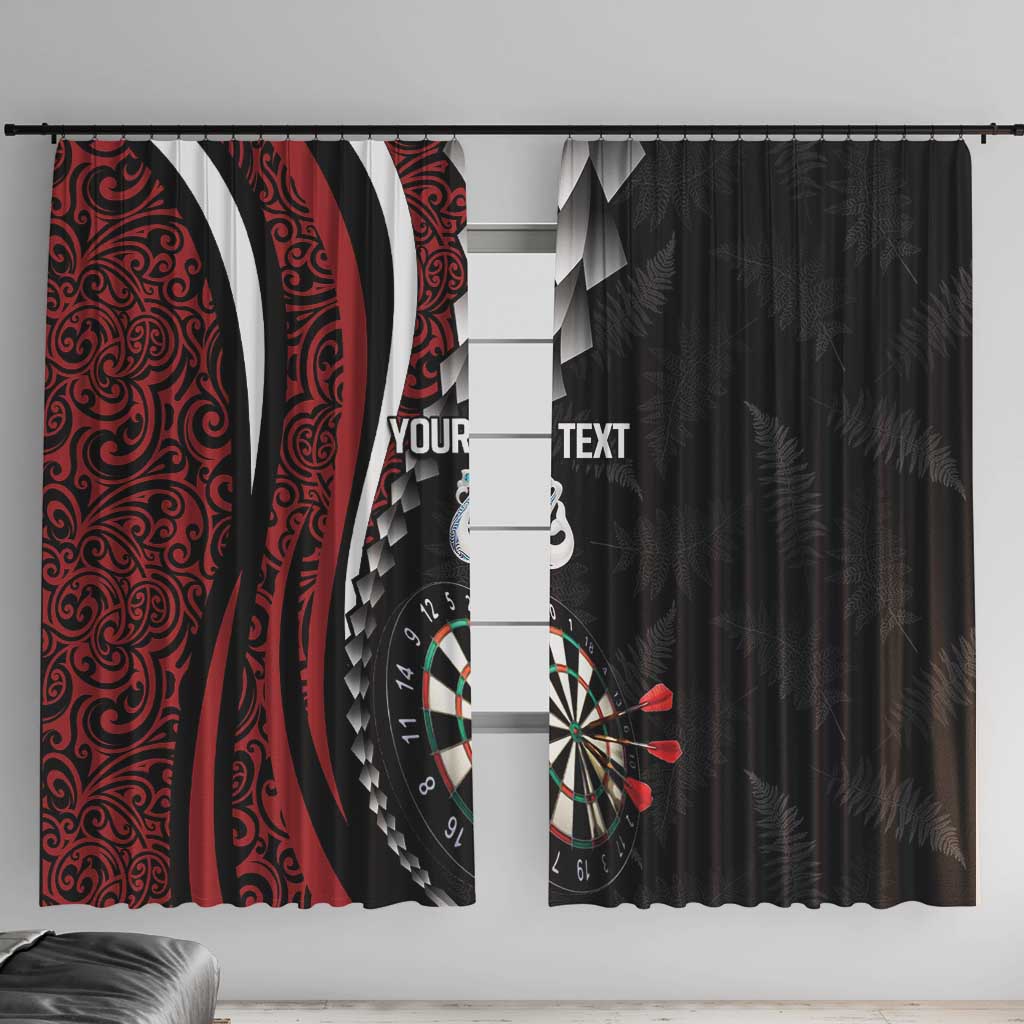 Personalized New Zealand Darts Window Curtain Kowhaiwhai Whero Koiri - Manaia