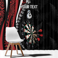 Personalized New Zealand Darts Window Curtain Kowhaiwhai Whero Koiri - Manaia