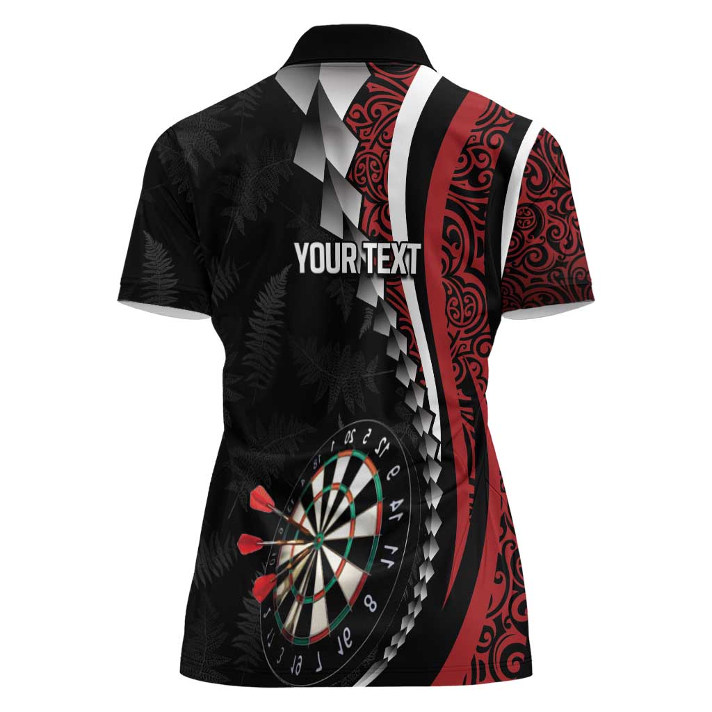 Personalized New Zealand Darts Women Polo Shirt Kowhaiwhai Whero Koiri - Manaia LT7 - Polynesian Pride