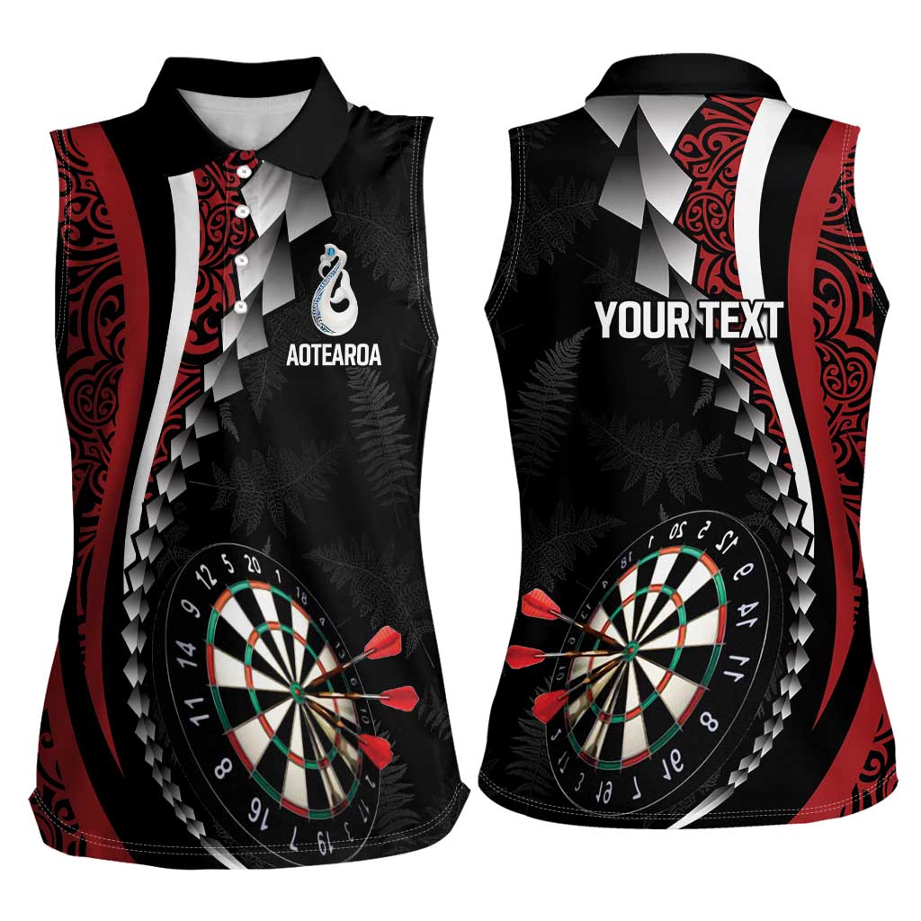 Personalized New Zealand Darts Women Sleeveless Polo Shirt Kowhaiwhai Whero Koiri - Manaia LT7 - Polynesian Pride