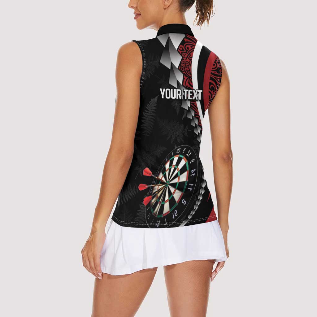 Personalized New Zealand Darts Women Sleeveless Polo Shirt Kowhaiwhai Whero Koiri - Manaia LT7 - Polynesian Pride
