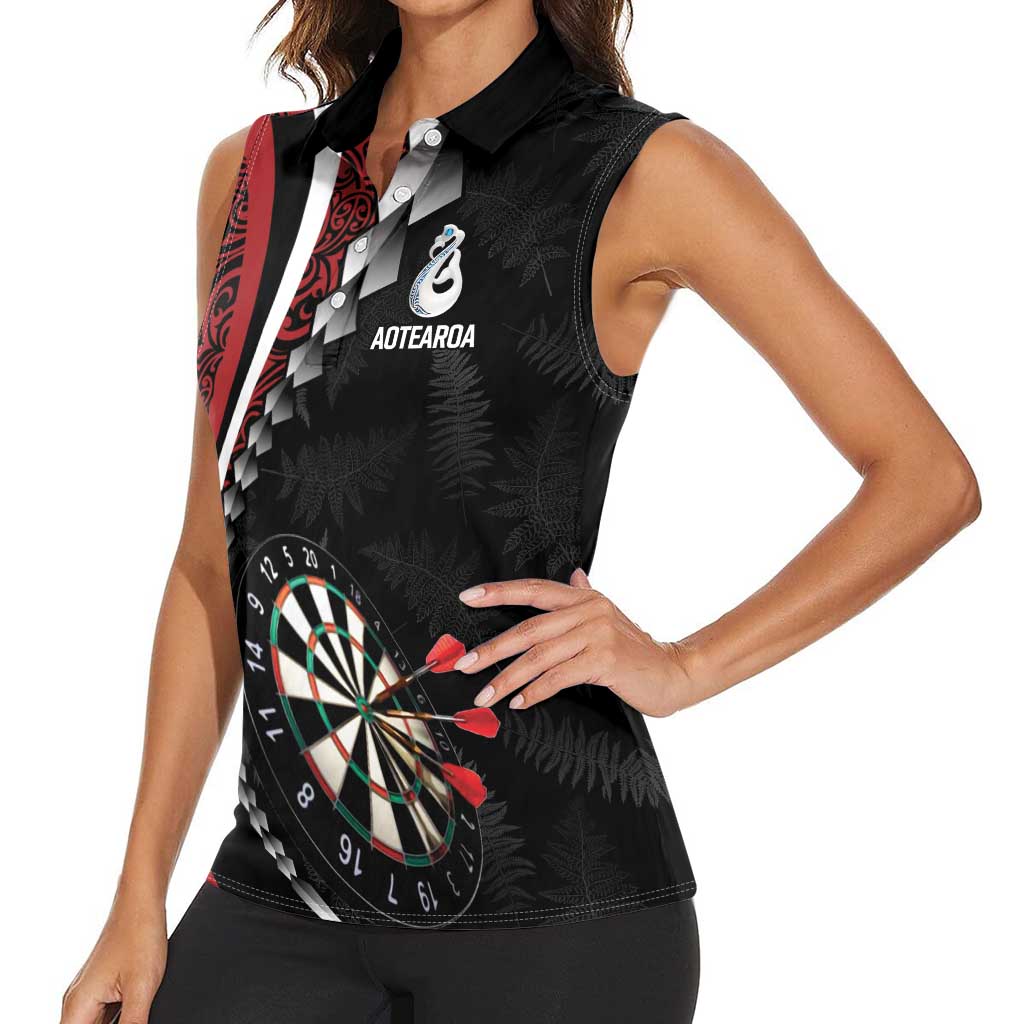 Personalized New Zealand Darts Women Sleeveless Polo Shirt Kowhaiwhai Whero Koiri - Manaia LT7 - Polynesian Pride
