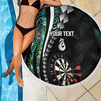 Personalized New Zealand Darts Beach Blanket Paua Shell Koiri - Manaia