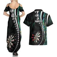 Personalized New Zealand Darts Couples Matching Summer Maxi Dress and Hawaiian Shirt Paua Shell Koiri - Manaia