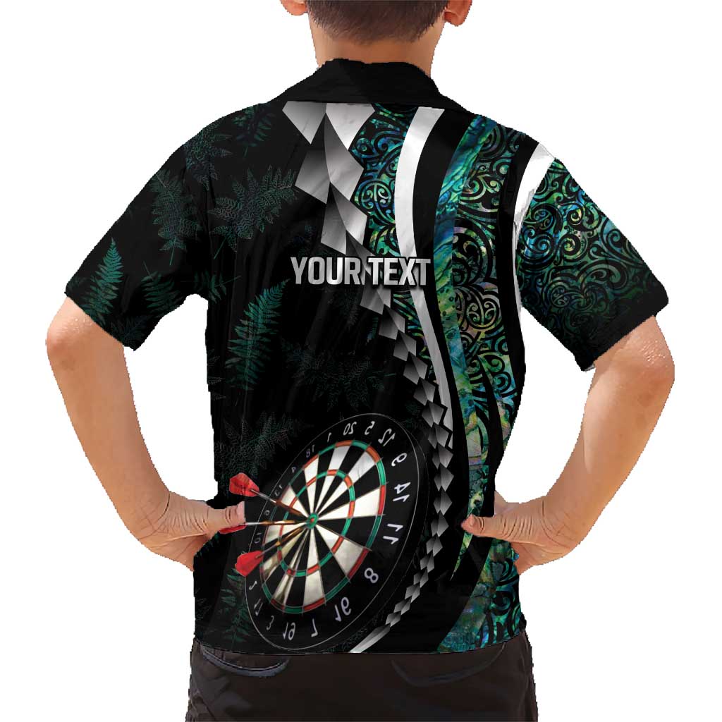 Personalized New Zealand Darts Family Matching Short Sleeve Bodycon Dress and Hawaiian Shirt Paua Shell Koiri - Manaia