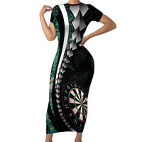 Personalized New Zealand Darts Family Matching Short Sleeve Bodycon Dress and Hawaiian Shirt Paua Shell Koiri - Manaia