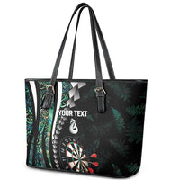 Personalized New Zealand Darts Leather Tote Bag Paua Shell Koiri - Manaia