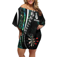 Personalized New Zealand Darts Off Shoulder Short Dress Paua Shell Koiri - Manaia