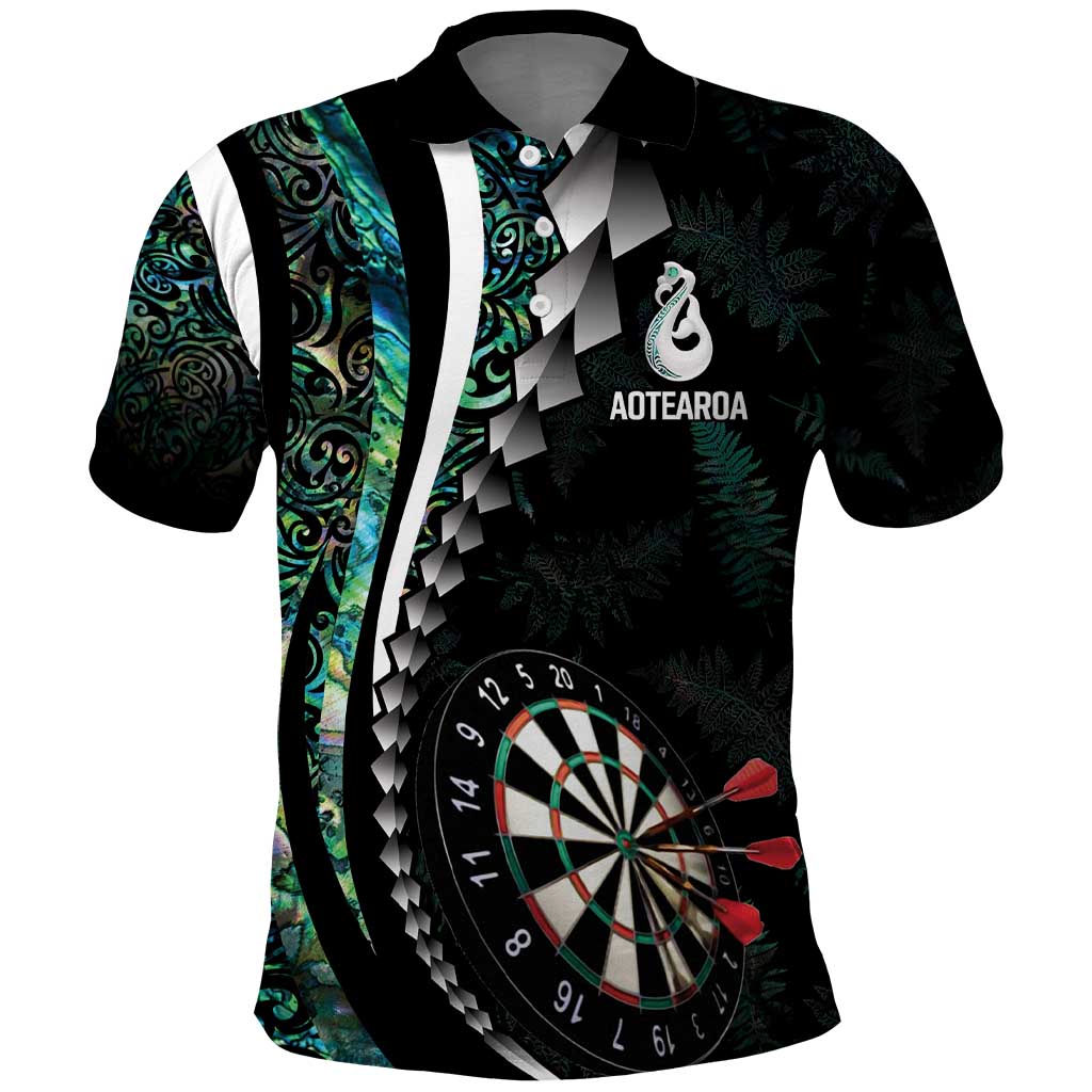 Personalized New Zealand Darts Polo Shirt Paua Shell Koiri - Manaia