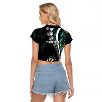 Personalized New Zealand Darts Raglan Cropped T Shirt Paua Shell Koiri - Manaia