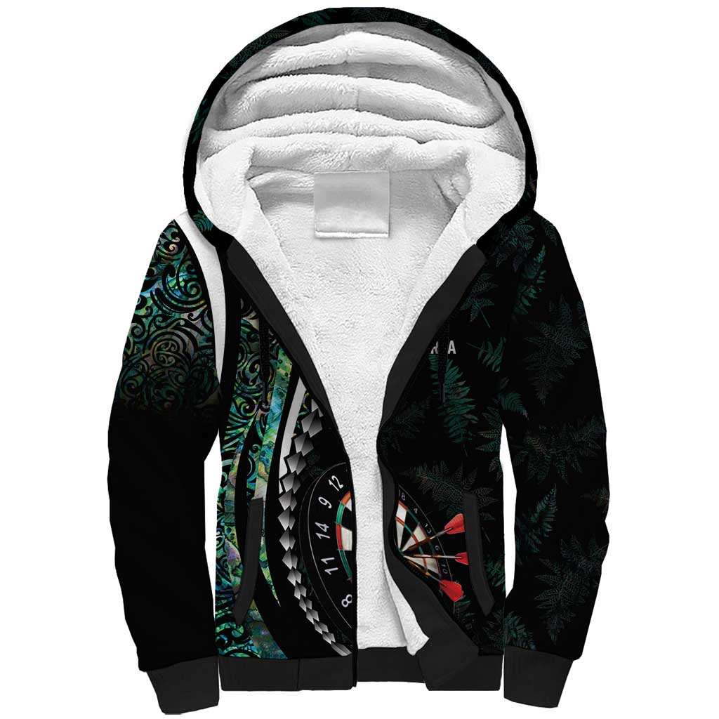 Personalized New Zealand Darts Sherpa Hoodie Paua Shell Koiri - Manaia