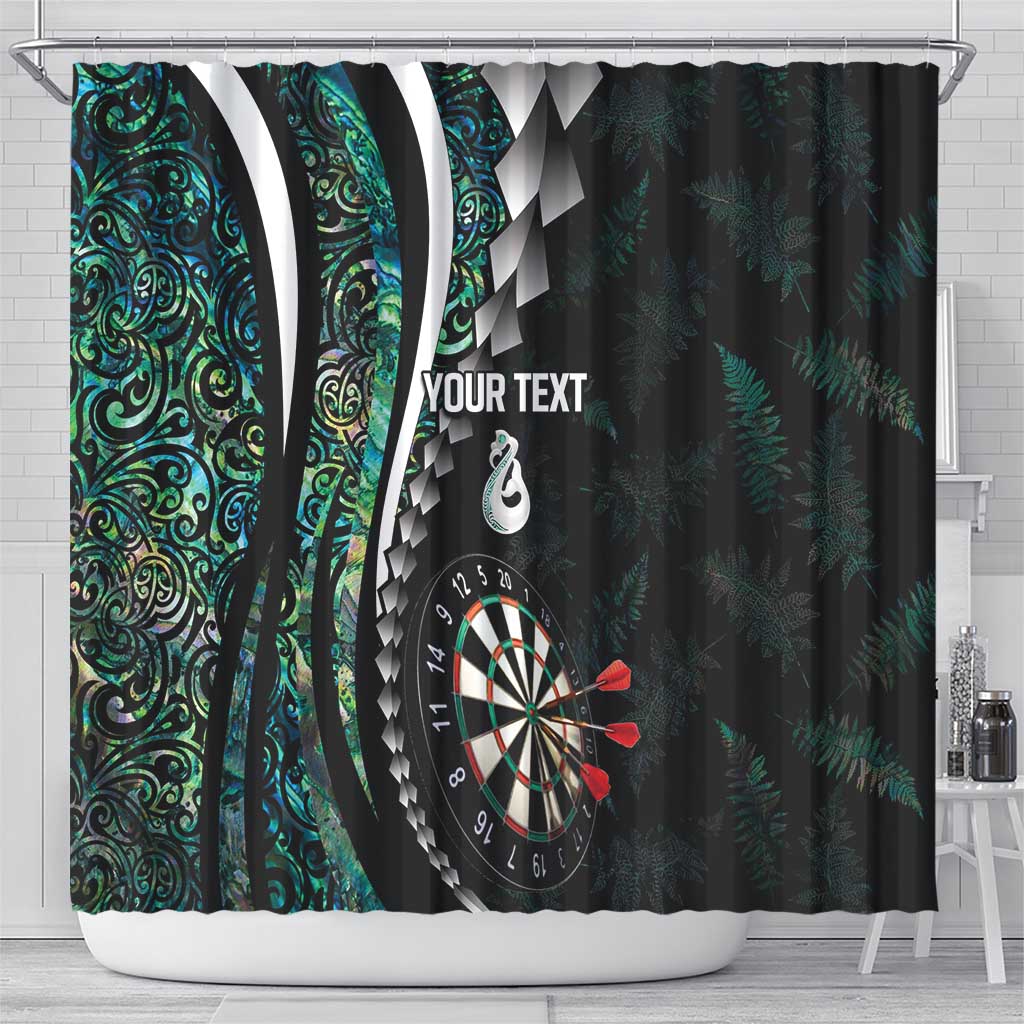 Personalized New Zealand Darts Shower Curtain Paua Shell Koiri - Manaia