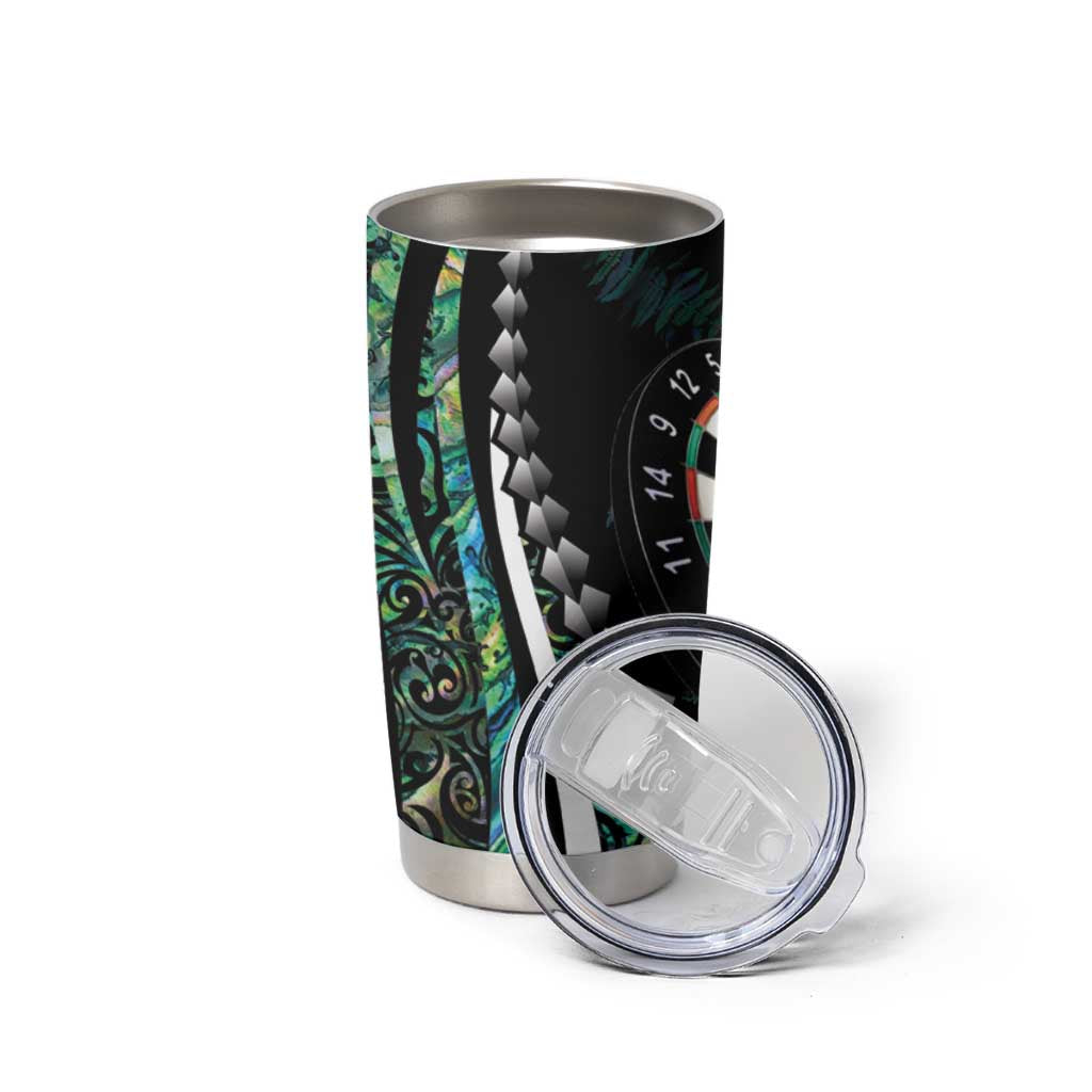 Personalized New Zealand Darts Tumbler Cup Paua Shell Koiri - Manaia