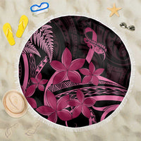 Aotearoa Maori Beach Blanket Pink Fern Ribbons on Black - Polynesian Pride