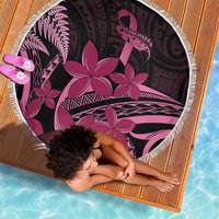 Aotearoa Maori Beach Blanket Pink Fern Ribbons on Black - Polynesian Pride