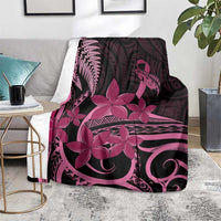 Aotearoa Maori Blanket Pink Fern Ribbons on Black - Polynesian Pride