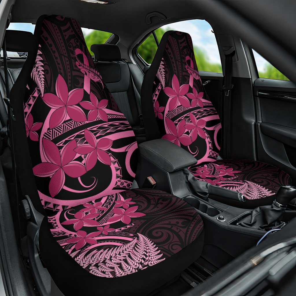 Aotearoa Maori Car Seat Cover Pink Fern Ribbons on Black - Polynesian Pride