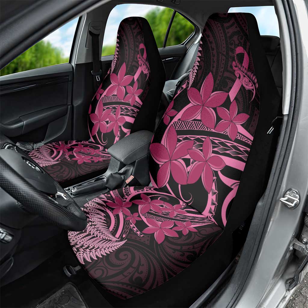 Aotearoa Maori Car Seat Cover Pink Fern Ribbons on Black - Polynesian Pride