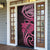 Aotearoa Maori Door Cover Pink Fern Ribbons on Black - Polynesian Pride